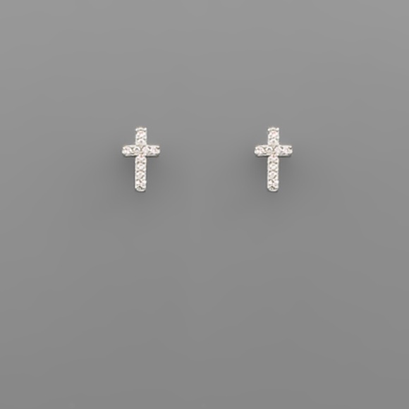 CZ Cross Studs - Picture 1 of 2